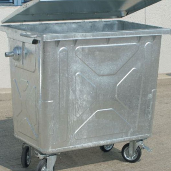 Conteneur à déchets quatre roues galvanisé